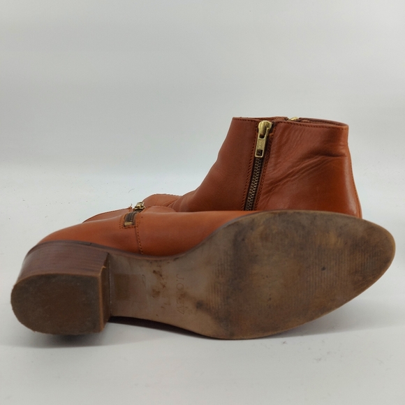 J. Crew Tan Leather Ankle Boots Classic Preppy Wardrobe Staple Size 8.5 - Picture 6 of 6